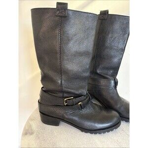 DVF Women’s Black Leather Mid-Calf Buckle Boots Y2K